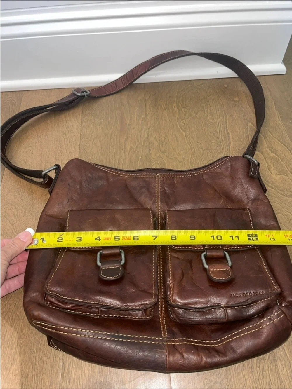 Jack Georges Voyager Crossbody / Shoulder Bag Dark Brown Genuine Leather NICE